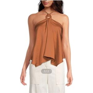 A.L.C. Gorgeous Copper-Brown Halter Ring Satin Camisole